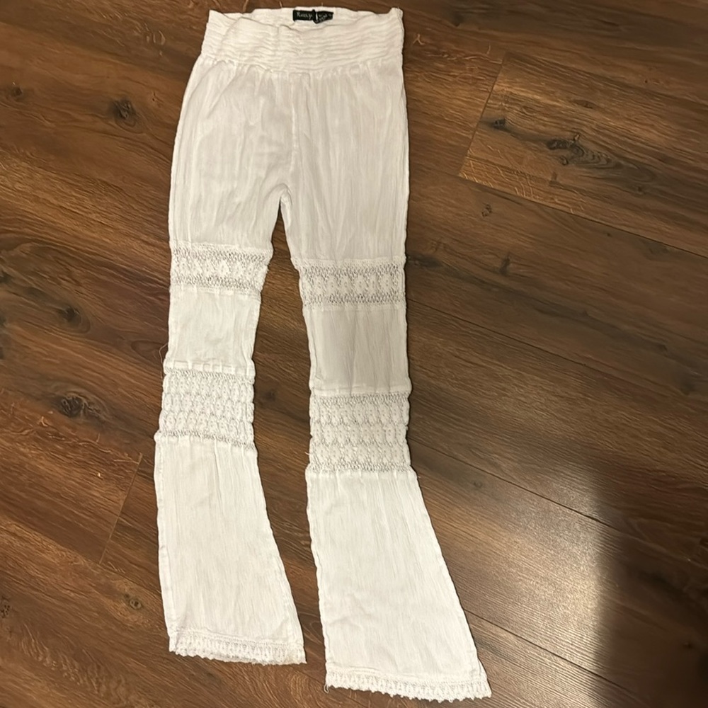 White lace beach pants